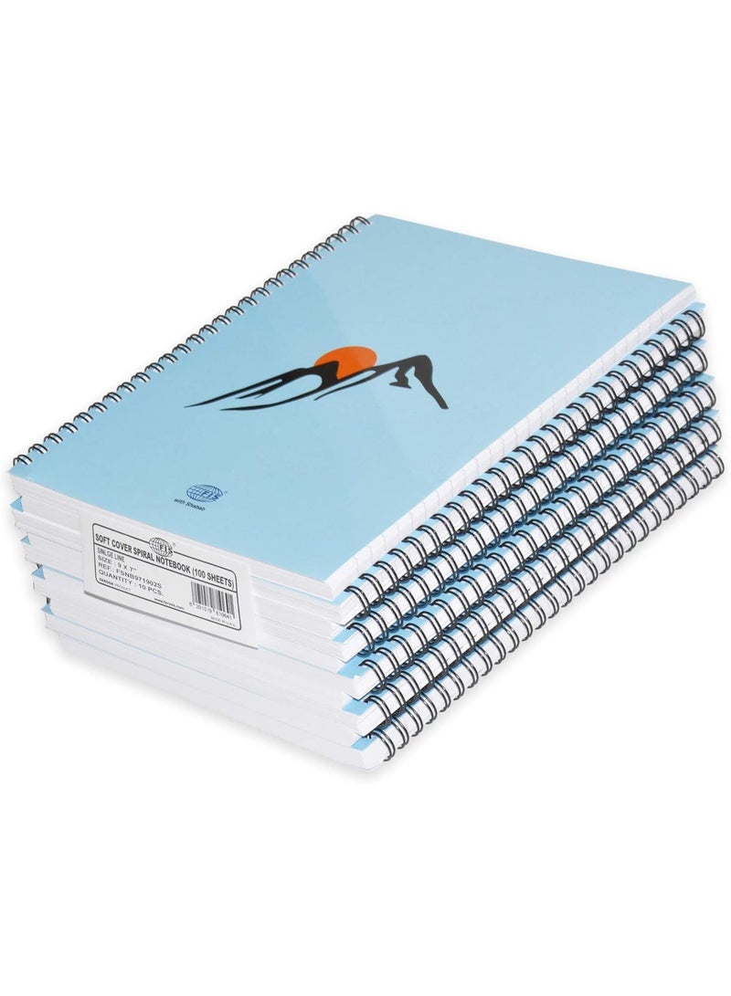 FIS Spiral Soft Cover Notebook Single Line 9X7 Inch, 100-Sheets 10-Piece - FSNB971902S - Image 1